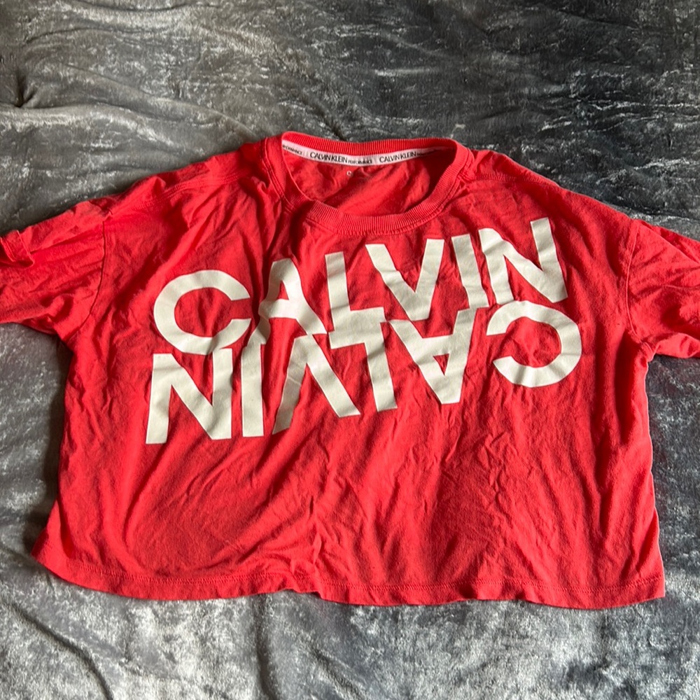 Calvin Klein Orange Oversized Crop top Size Medium